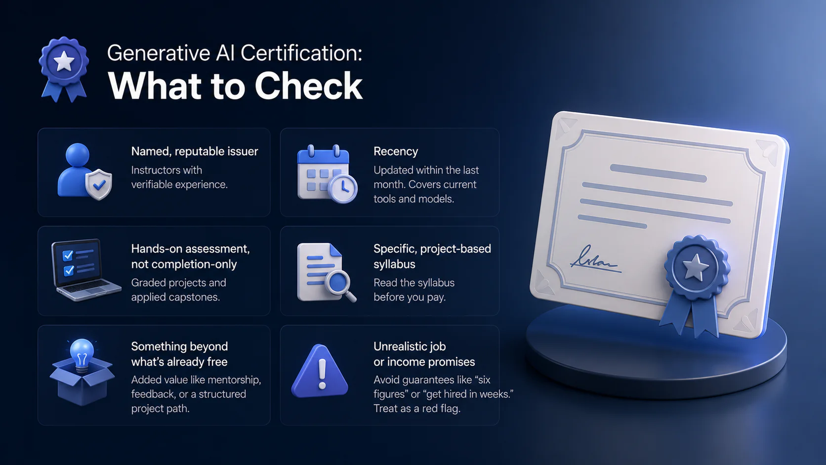 Generative AI certification: what to check
