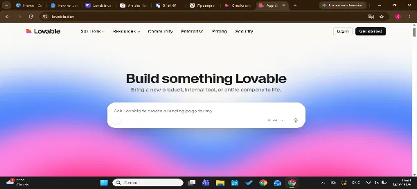 Lovable home page with the Build something Lovable prompt box